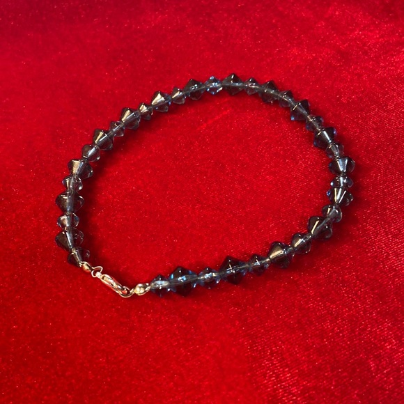 Jewelry - Glass Bead Ankle Bracelet. Ocean Blue Color. Silver Tone Lobster Claw Clasp.